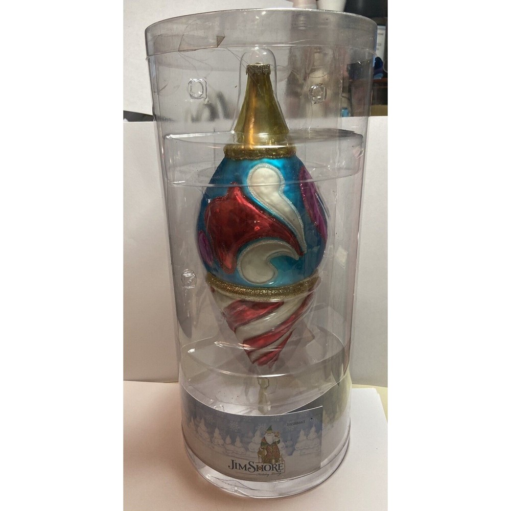 NIB JIM SHORE LARGE MERCURY GLASS CHRISTMAS TREE ORNAMENT TURQUOISE PINK GOLD